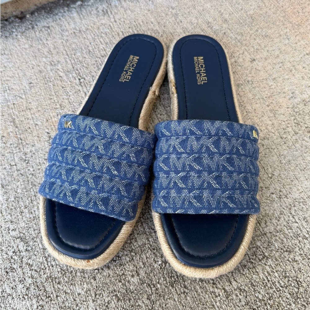 Michael Kors Navy Espadrille Slides